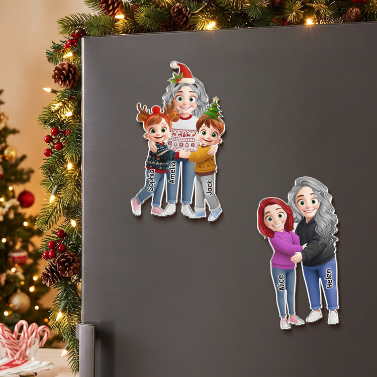 Grandma_Hugging_Christmas_Vibe_Personalized_Magnet_1