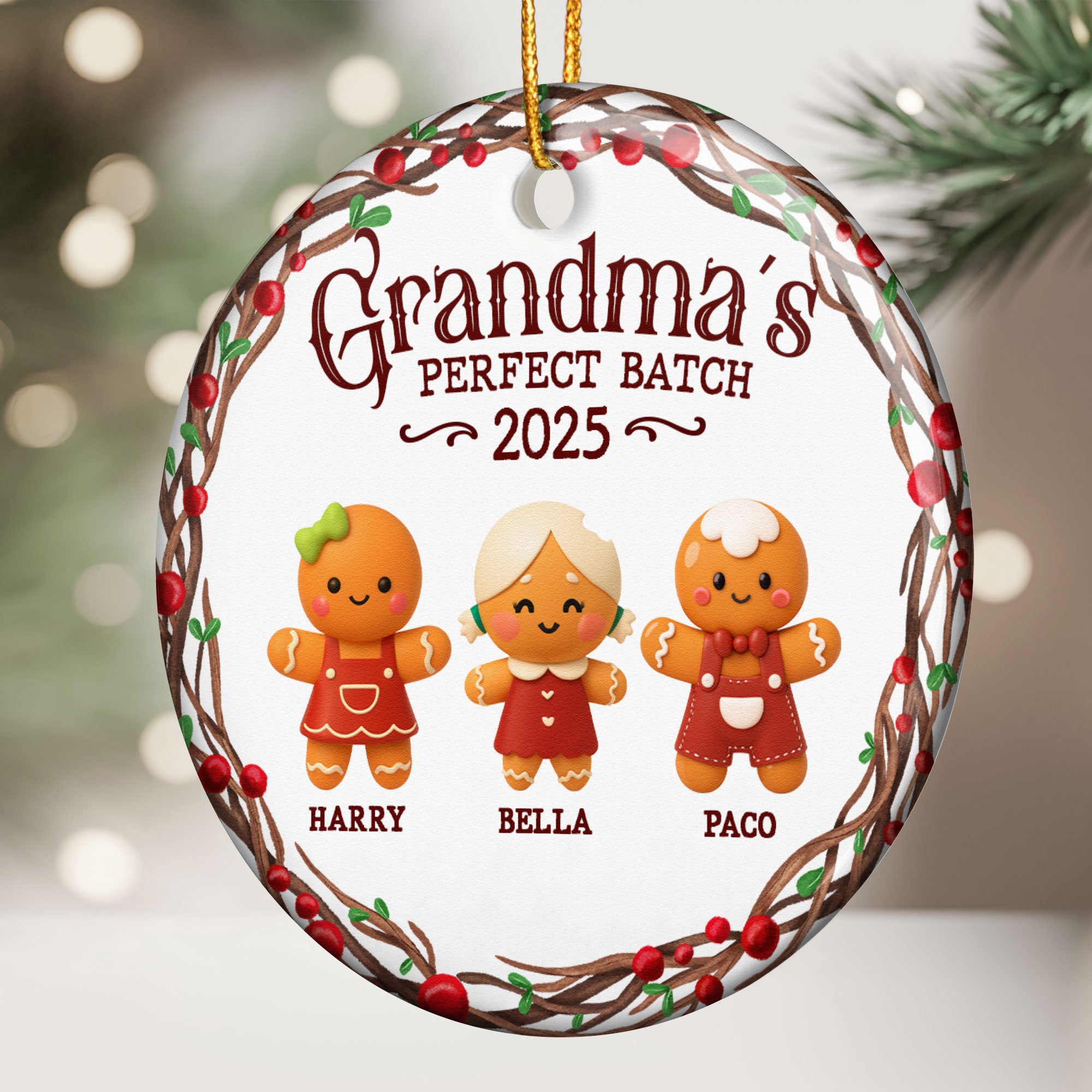 Grandma's Perfect Batch Christmas Cookie Gingerbread - Personalized Ceramic Ornament