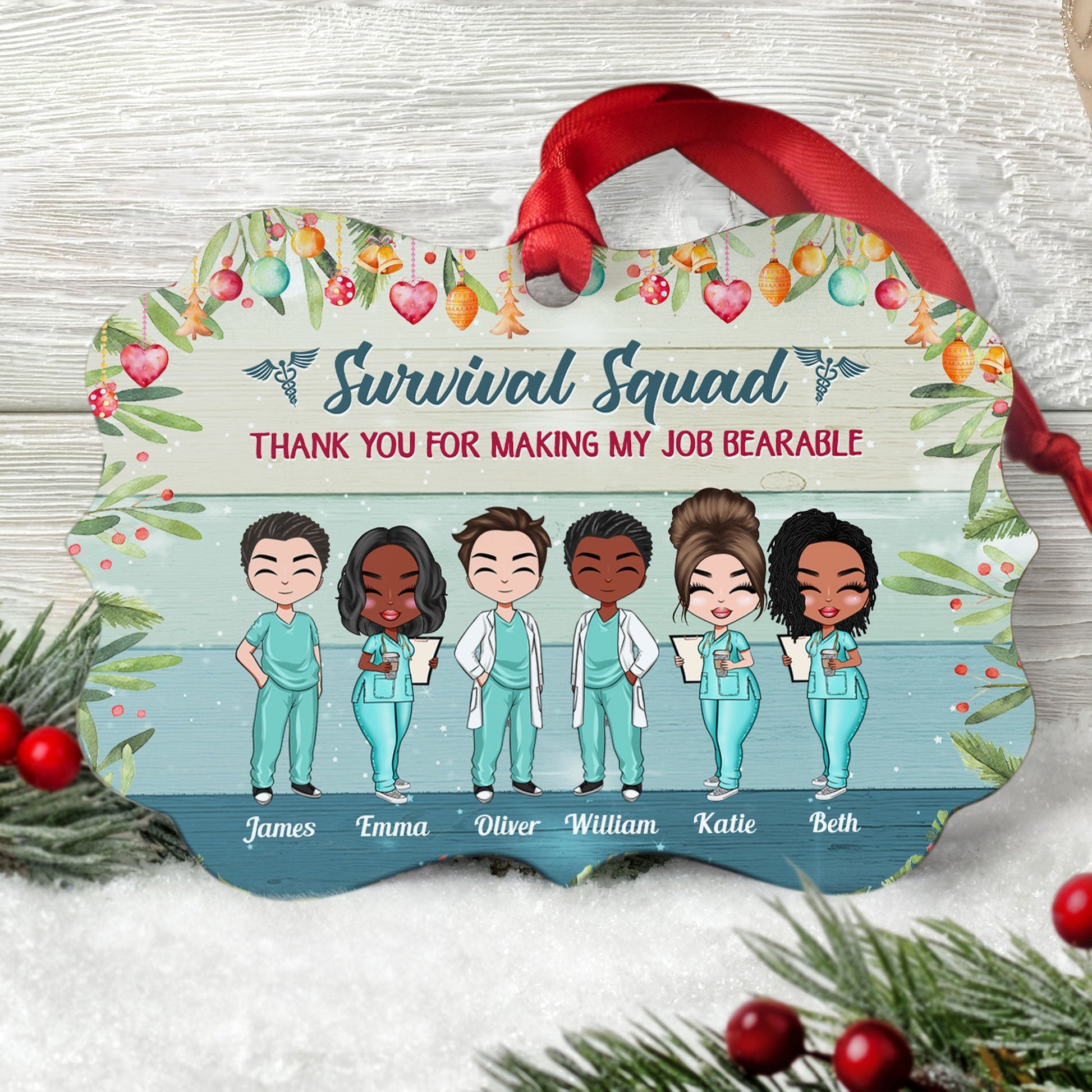 Heart Made Us Friends - Personalized Aluminum Ornament - Christmas Decoration Gift For Nurses Doctors