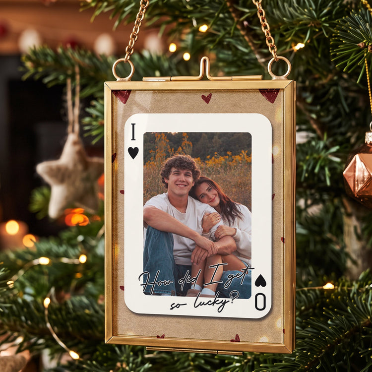 How_Lucky_Are_We_Custom_Couples_Photo_Personalized_Ornament_1