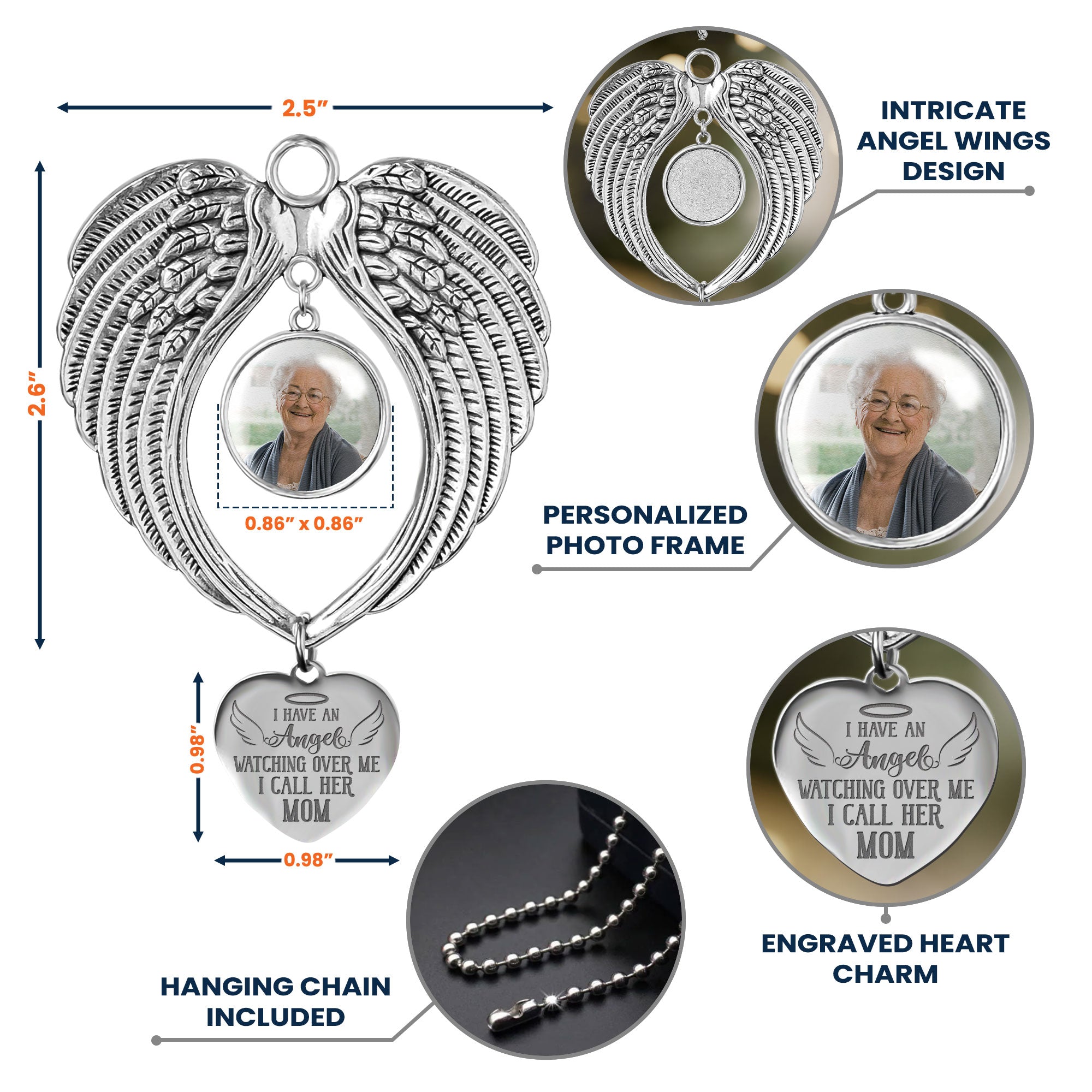 I Have An Angel Watching Over Me - Custom Angel Wings Photo Ornament