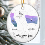I Miss Your Face Custom Multi States Long Distance Relationship - Personalized Ceramic Ornament