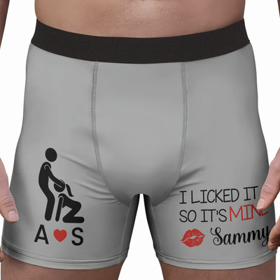 I Sucked It So It's Mine Naughty Couple Custom Funny Gifts For Husband, BF - Personalized Men's Boxer Briefs