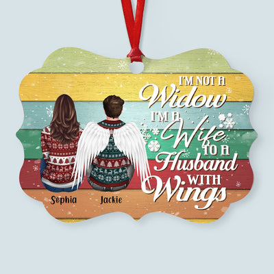 I'm A Wife To A Husband With Wings - Personalized Aluminum Ornament