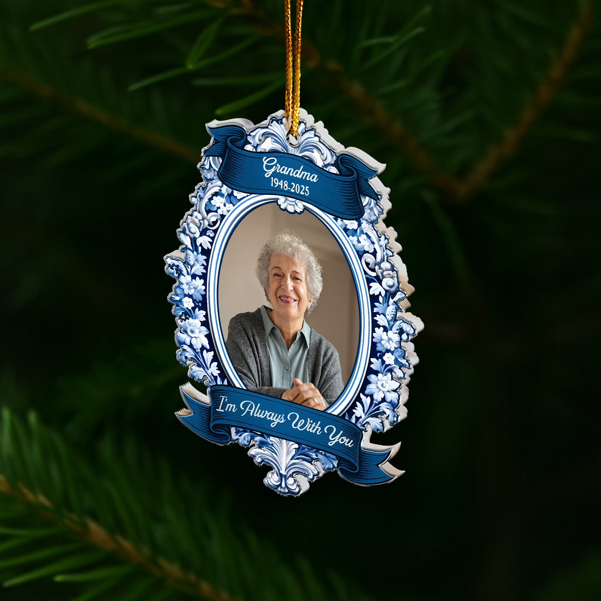 I'm Always With You Vintage Frame Photo Ornament - Personalized Acrylic Photo Ornament