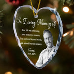 In Loving Memory You Are Loved Beyond Words - Personalized Heart Glass Photo Ornament