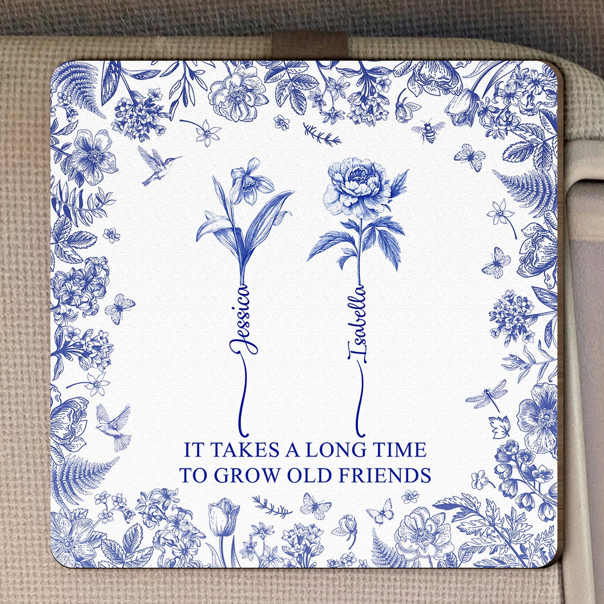 It-Takes-A-Long-Time-To-Grow-Old-Friends-Personalized-Wooden-Car-Visor-Clip-1