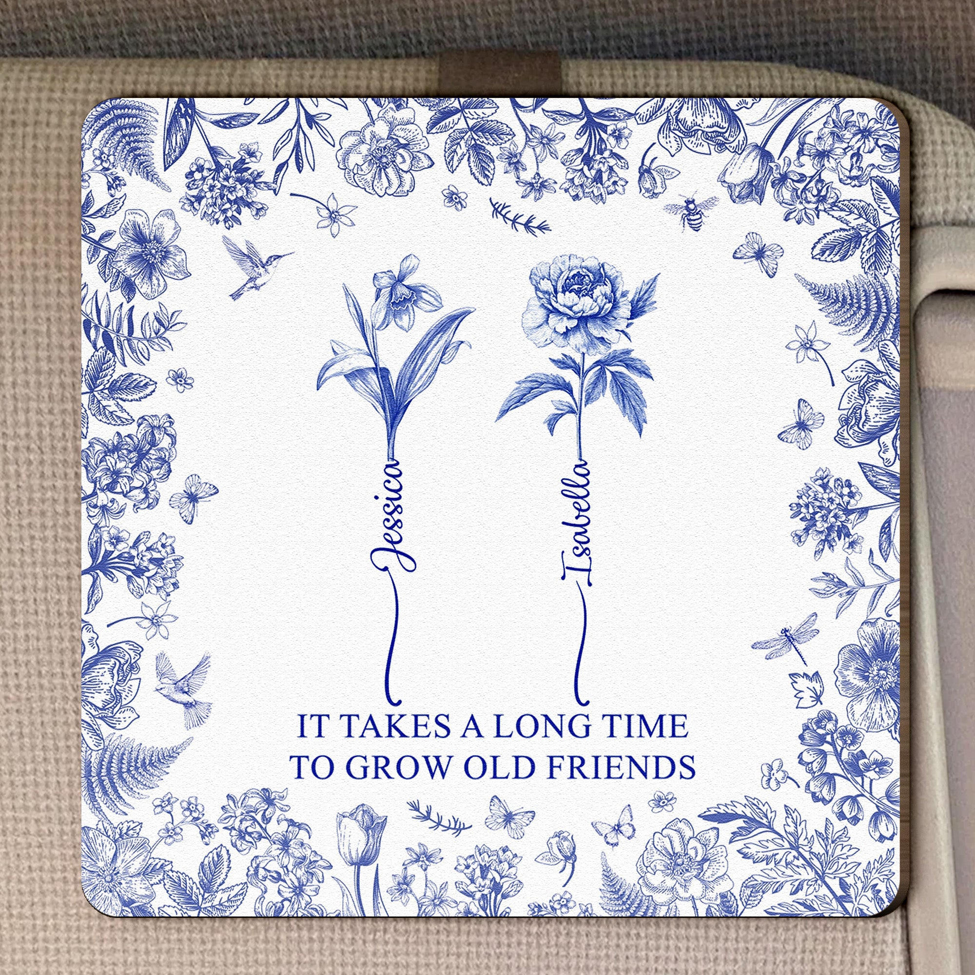 It-Takes-A-Long-Time-To-Grow-Old-Friends-Personalized-Wooden-Car-Visor-Clip-1