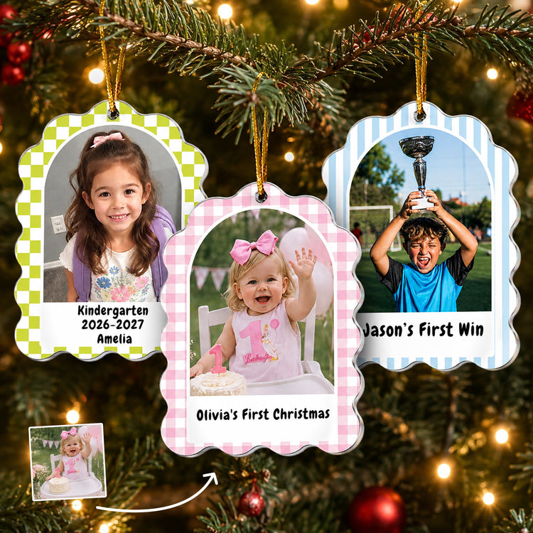 Kid_Milestone_Custom_Photo_With_Pattern_Border_Personalized_Ornament_1