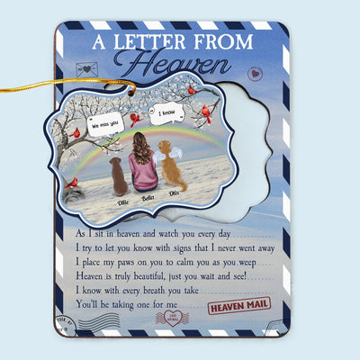 Letter From Pets In Heaven - Personalized Christmas Wooden Card With Pop Out Ornament - Christmas Memorial Gift For Her, Him, Pet Lovers