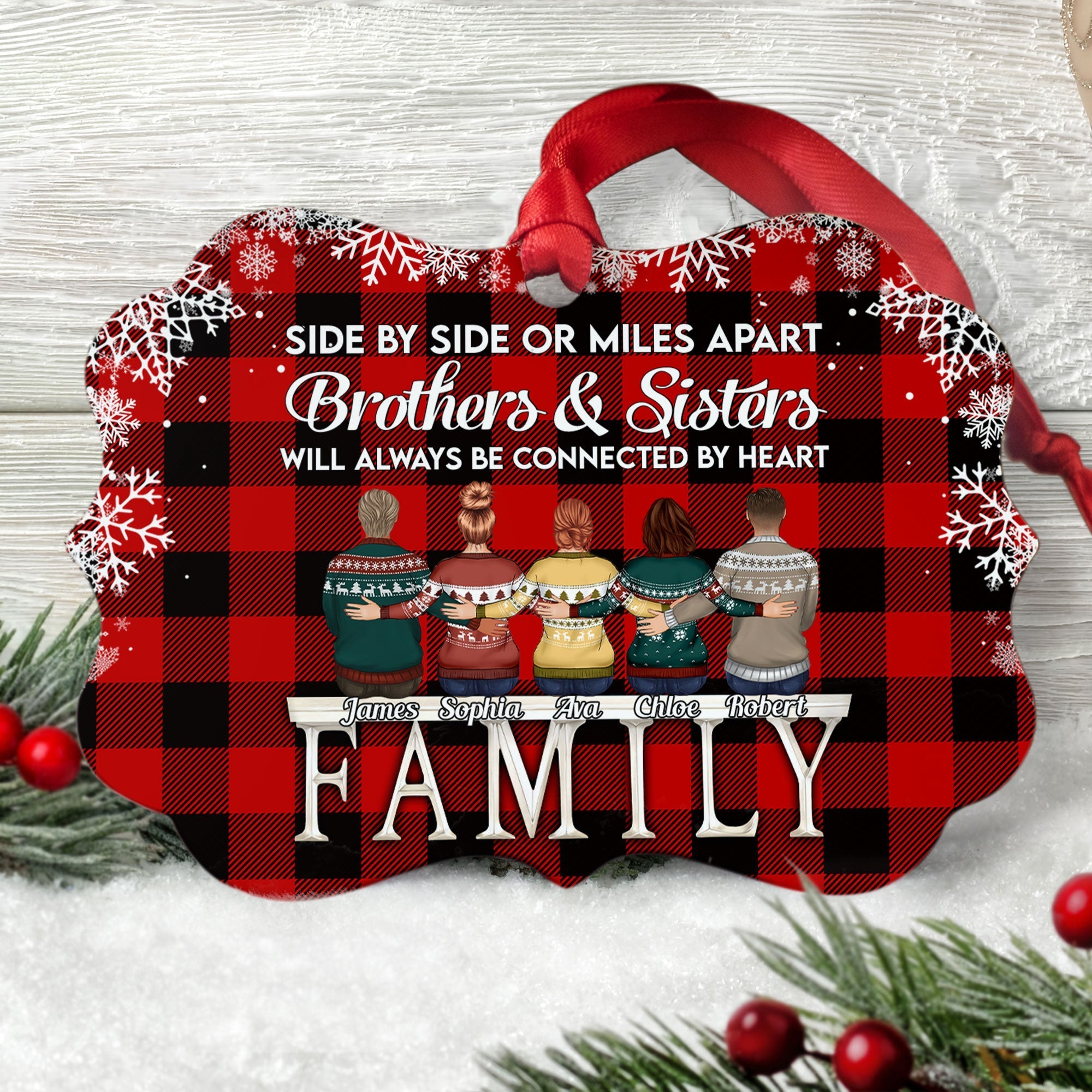 Life Is Better With Bro And Sis - Personalized Alumium Ornament - Christmas Xmas Gift For Sisters, Brothers, Siblings