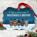 Life Is Better With Cousins - Personalized Aluminum Ornament - Christmas Gift For Cousins - Ugly Christmas Sweater Sitting