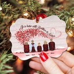 Life Is Better With Brothers & Sisters - Sitting Family - Red Tree - Personalized Aluminum Ornament - Christmas, New Year Gift For Family, Sisters, Brothers, Siblings