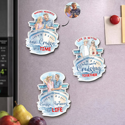 Life Is Better When We’re Cruising Together Custom Photo Watecolor - Personalized Magnet