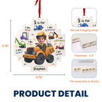 Little Kid Boy, Girl - Dream Job Contruction Truck - Custom Buildable Christmas Photo Ornament