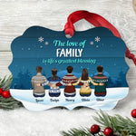 Love Family Forever - Personalized Aluminum Ornament - Christmas Gift For Dad, Mom, Siblings, Sisters - Family Hugging