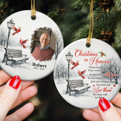 Memorial Christmas In Heaven - Personalized Ceramic Photo Ornament