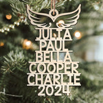 Memorial Ornament With Name 2024 Christmas Tree Angel - Personalized Wooden Ornament