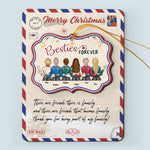 Merry Christmas My Besties - Personalized Wooden Card With Pop Out Ornament - Christmas Gifts For Besties, BFF, Sisters, Sistas