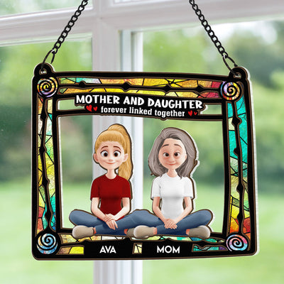 Mother And Her Children New Version - Personalized Window Hanging Suncatcher Ornament