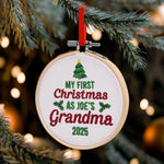 My First Christmas As Grandma - Personalized Embroidered Ornament