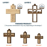 Nativity Cross Scripture Christmas Decoration - Personalized Wooden Ornament