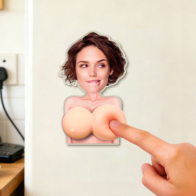 Naughty Gift For Him, Funny Valentine’s Anniversary Gift Upload Face - Personalized Fridge Magnet