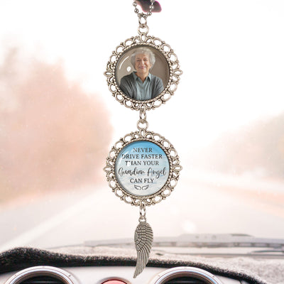 Never Drive Faster Than Your Guardian Angel Can Fly - Personalized Car Photo Ornament