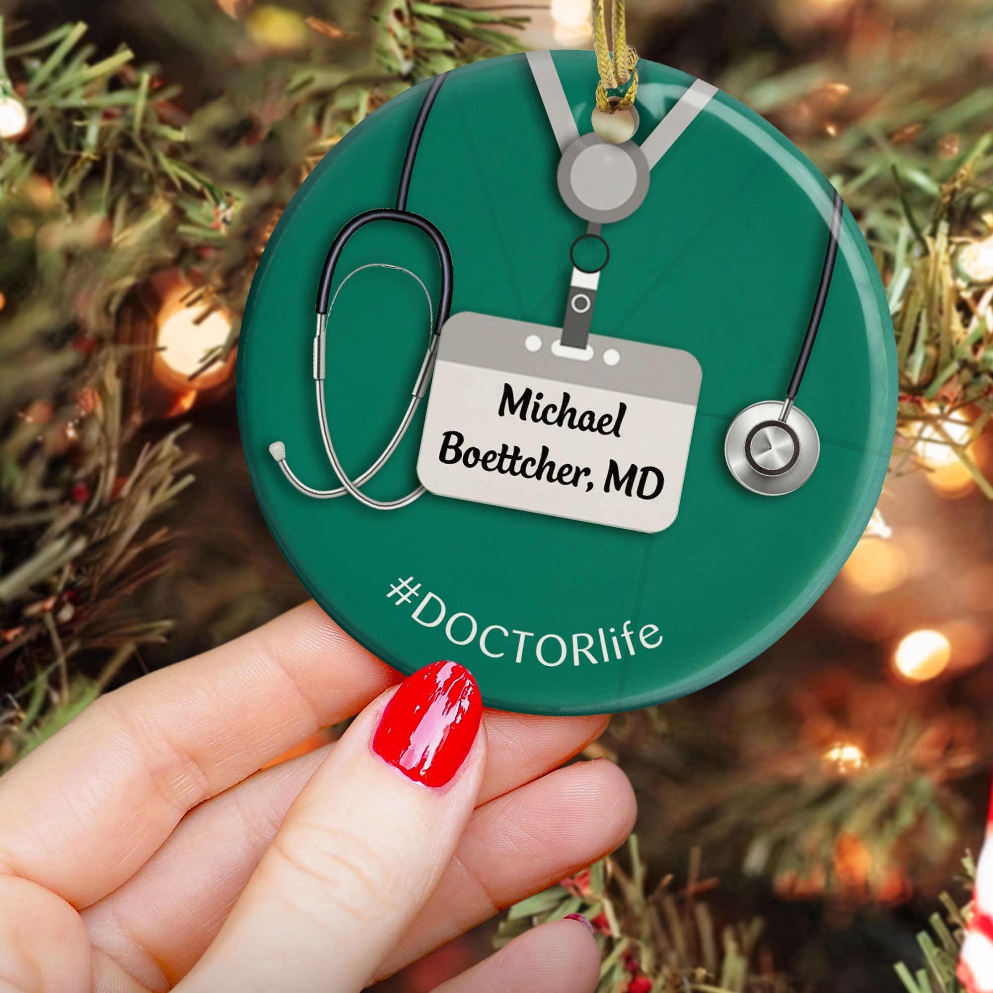 Nurse Life - Personalized Ceramic Ornament - Christmas, Loving Gift For Nurses, Doctors, Hospital Workers, Colleagues, Coworker