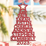 Custom Family Names 2023 Christmas Tree Ornament Up To 14 Names - Family, Group, Coworkers Wooden Shaped Ornament
