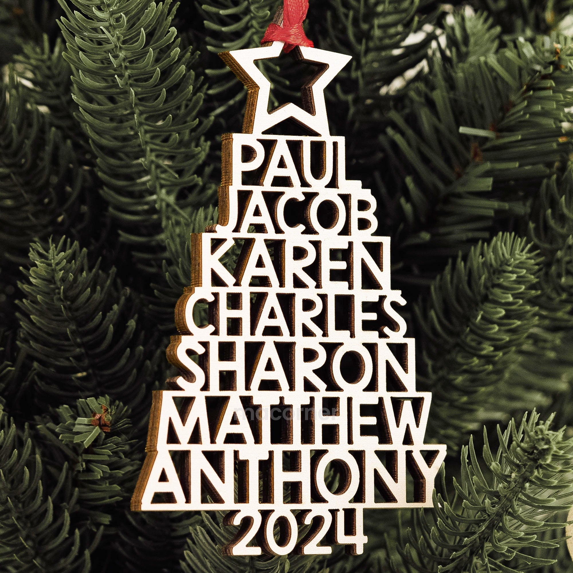 Custom Family Names 2025 Christmas Tree Up To 14 Names - Personalized Family Ornament