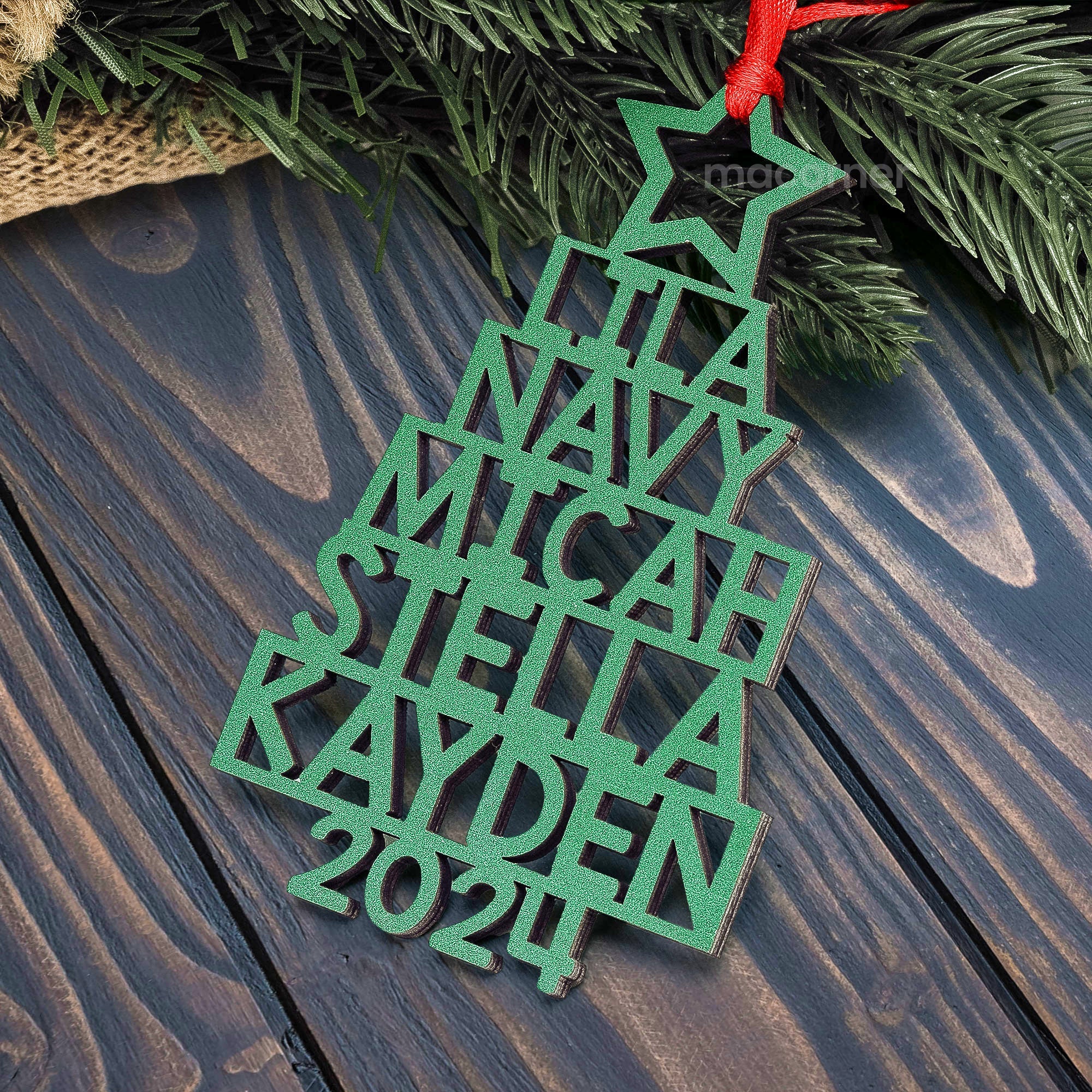 Custom Family Names 2025 Christmas Tree Up To 14 Names - Personalized Family Ornament