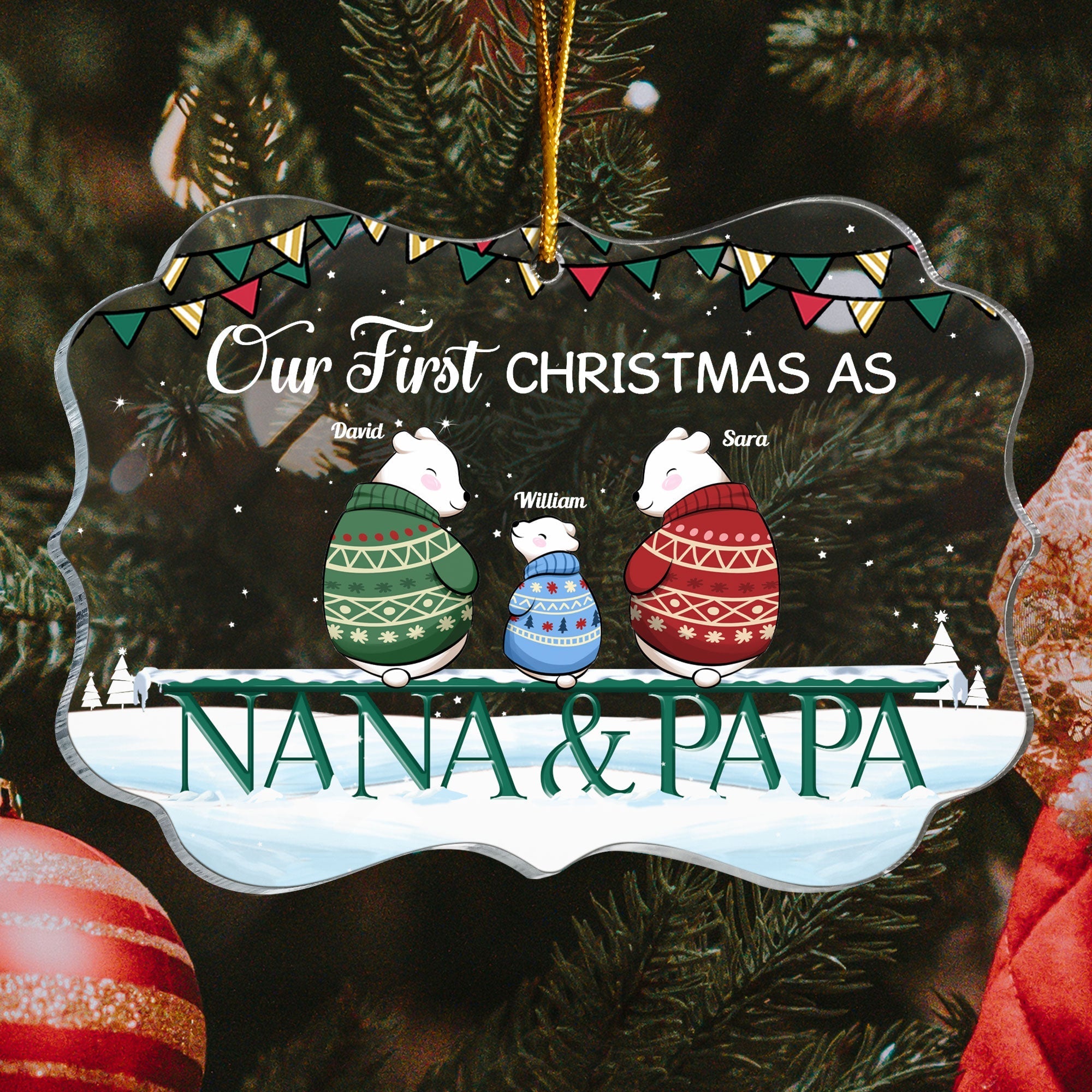 Our First Christmas As Mom & Dad - Personalized Acrylic Ornament - Christmas Gifts For Wife, Husband - First Time Mom Dad