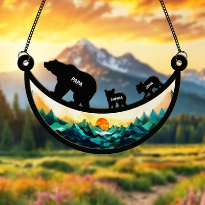 Papa Bear - Personalized Window Hanging Suncatcher Ornament