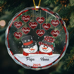 Papa Nana Snowman Christmas Grandparents - Personalized Glass Ornament