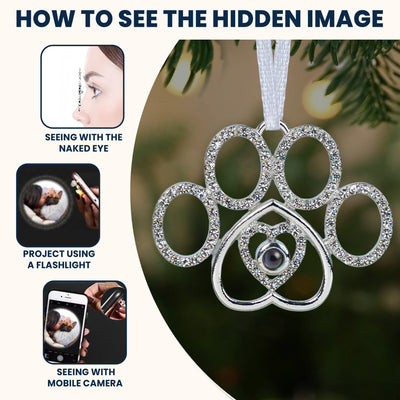 Paw-Shaped Keepsake - Personalized Photo Projection Ornament