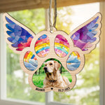 Pawprints On Hearts - Personalized Suncatcher Photo Ornament (Insert Included)