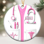 Proud Nurse Custom Scrubs - Gift For Nurse - Personalized Ceramic Ornament