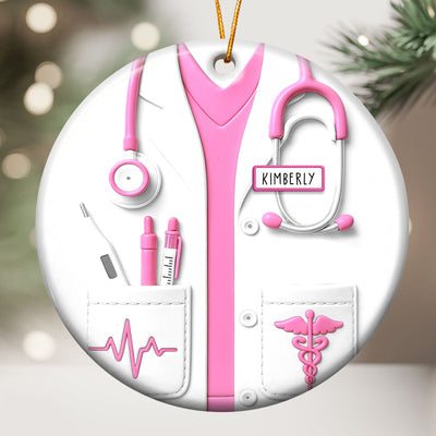 Proud Nurse Custom Scrubs - Gift For Nurse - Personalized Ceramic Ornament