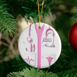 Proud Nurse Custom Scrubs - Gift For Nurse - Personalized Ceramic Ornament