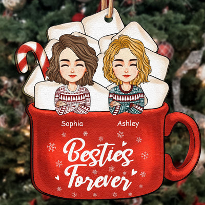 Sisters - Family Forever - Personalized Custom Shaped Wooden Ornament