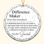 Thank You Gifts For Boss, Coworkers, Friends - Difference Maker - Personalized Ceramic Ornament