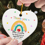 Thank You Teacher - Personalized Heart Shaped Ceramic Ornament