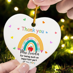 Thank You Teacher - Personalized Heart Shaped Ceramic Ornament