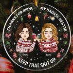 Thanks For Being My Badass Bestie - Personalized Acrylic Ornament