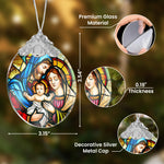 The Holy Family Christmas - Nativity Night - Personalized Glass Ornament With Silver Cap