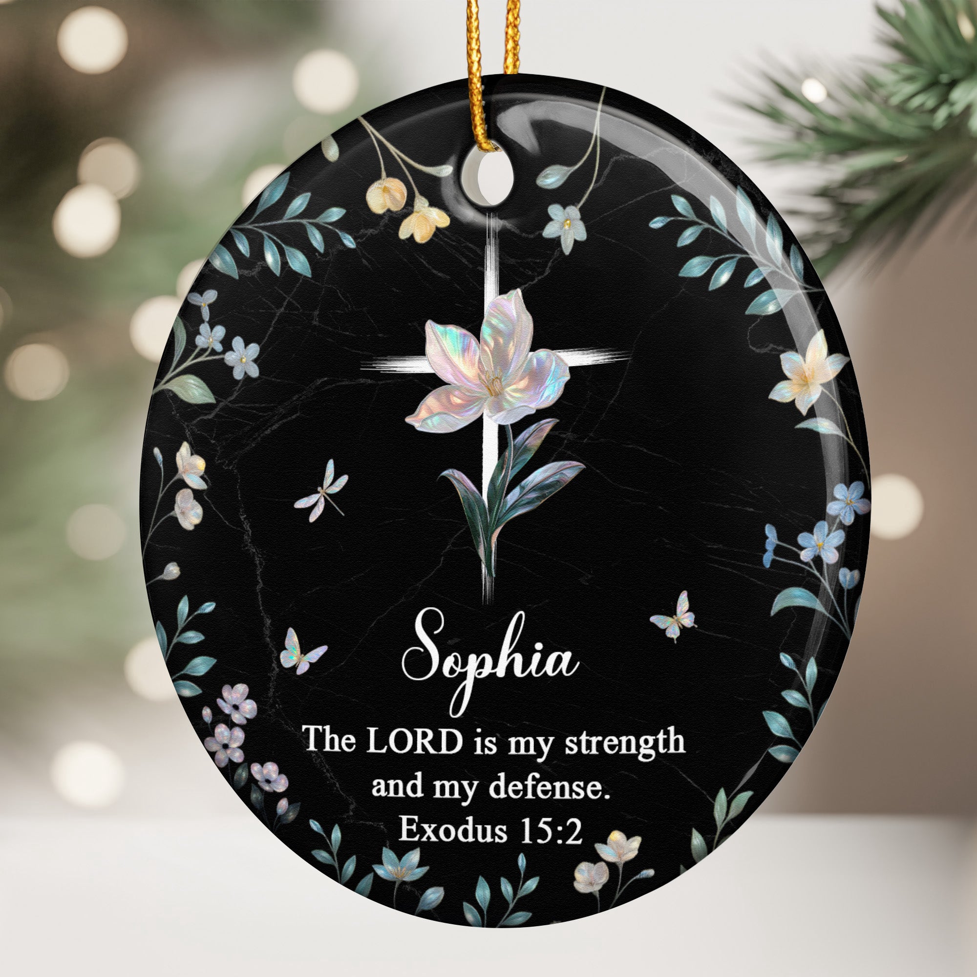 The Lord Is My Strength And My Defense - Personalized Ceramic Ornament