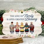 The Love Of Family Is Life's Greatest Blessing - Personalized Aluminum Ornament - Christmas Gift Family Ornament For Dad, Mom, Brothers, Sisters - Family Hugging
