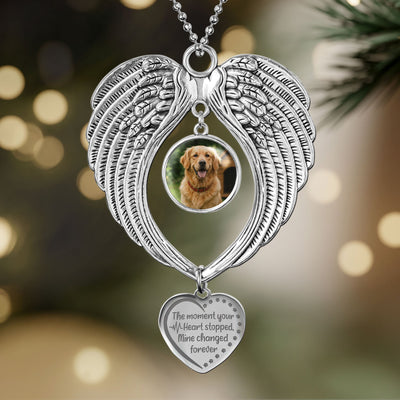 The Moment Your Heart Stopped, Mine Changed Forever - Custom Angel Wings Photo Ornament