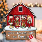 There Is No Greater Gift Than Family Red Barn 2 - Personalized Wooden Ornament